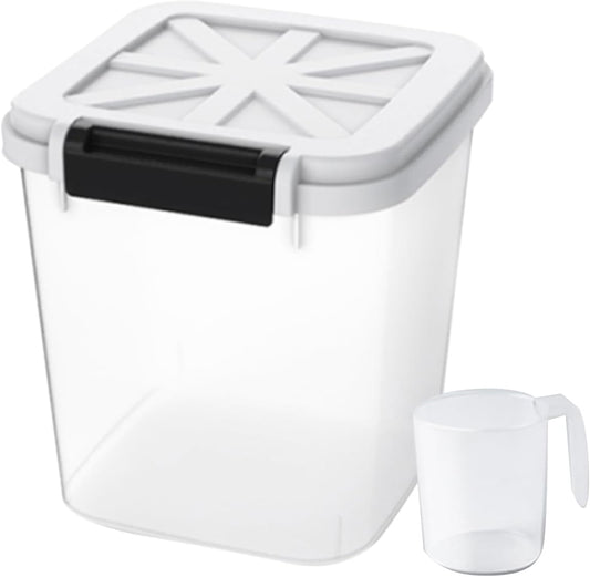 HANAMYA 40 LB Rice Storage Container with Measuring Cup, BPA free, For Rice | Grain | Pet Food | Flour, 2 count, Clear & Black