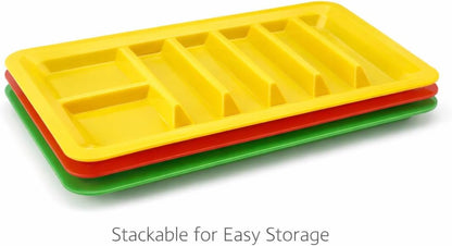 Set of 3 Taco Holder Plates – Plastic Divider Taco Trays with Stand-Up Slots, BPA-Free, Dishwasher & Microwave Safe