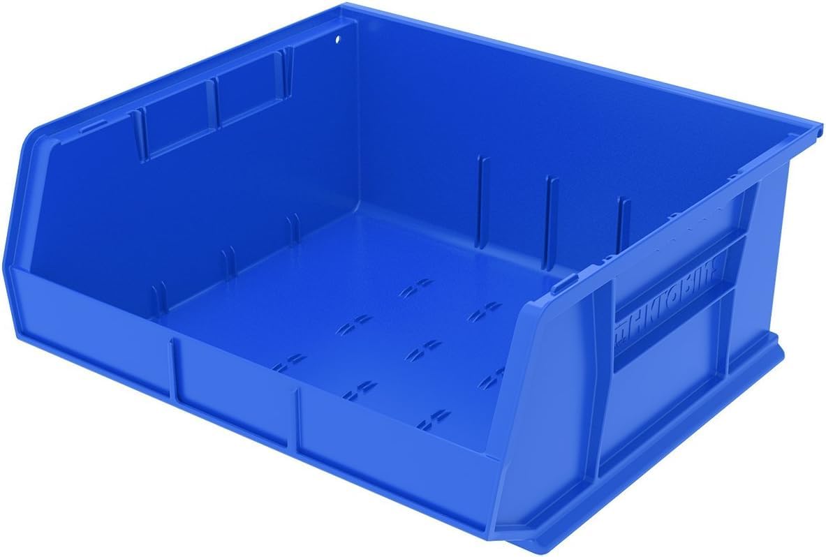 Akro-Mils 30250 AkroBins Plastic Storage Bins, Space-Saving Stackable Bins for Garage, Pantry, Craft Organization, 15" x 16" x 7", Black, 6-Pack
