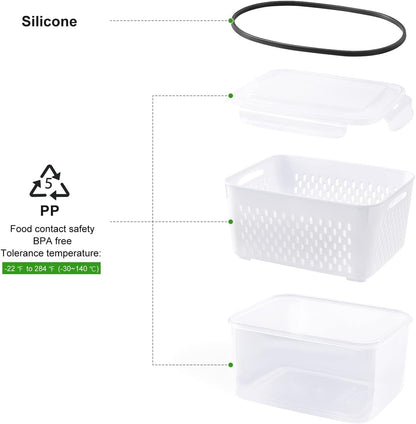 Freshmage Fruit Storage Containers for Fridge with Removable Colander