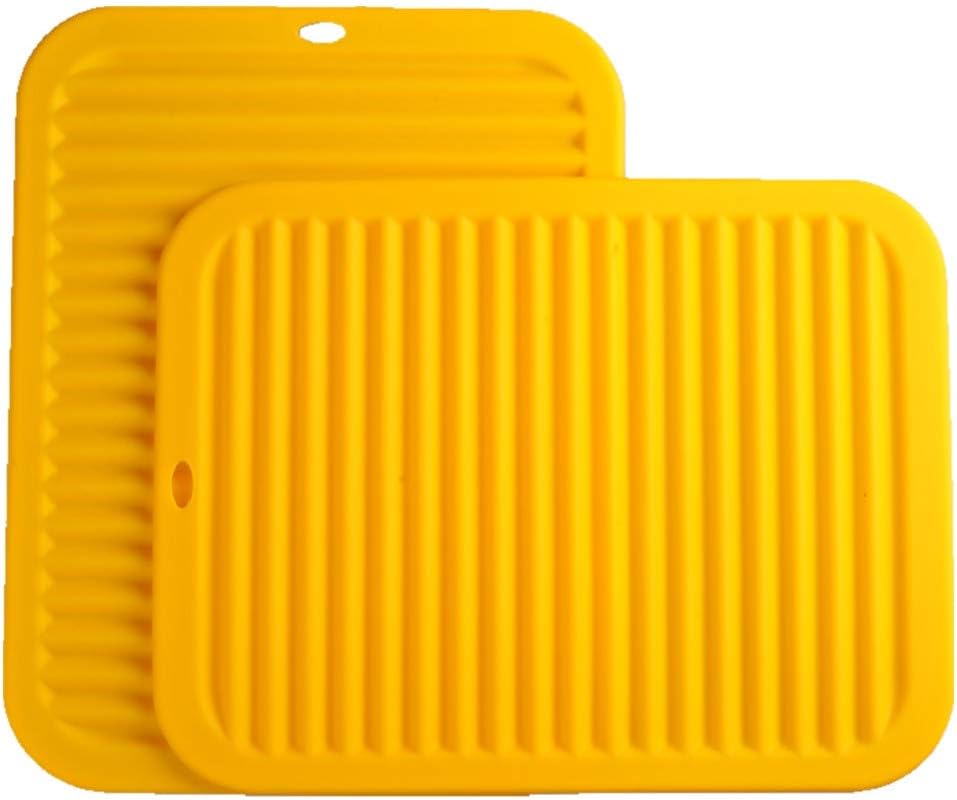 Silicone Hot Pads for Kitchen, Trivets for Hot Pots and Pans, Multi-Purpose Trivets for Quartz Countertops, Non Slip Trivet Mat, Silicone Mats for Kitchen Counter Pot Holders Set 2 Black