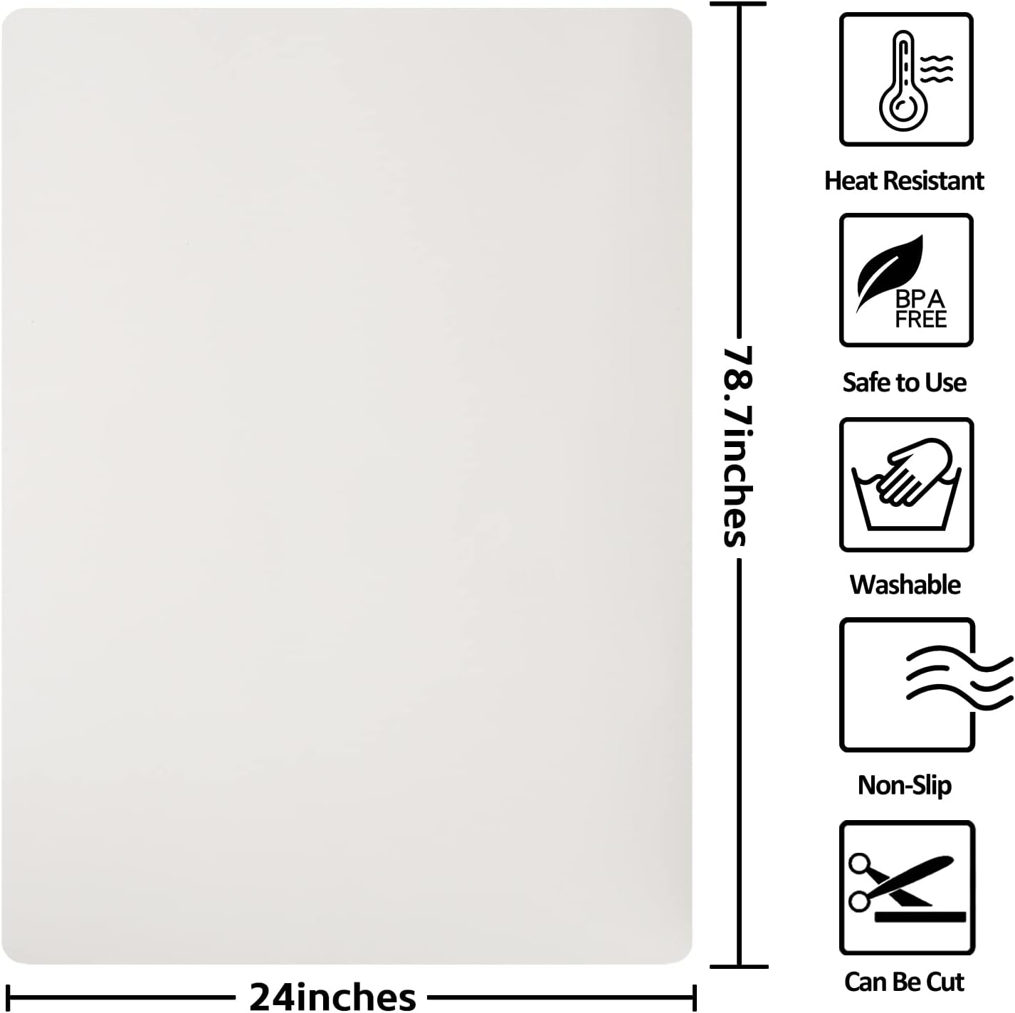 Silicone Mat Heat Resistant Mats for Countertop, Large Silicone Mats for Crafts Kitchen Counter Workbench Table protector, Size 36x24 inches Thick 2mm,Rolled Package,Light Blue