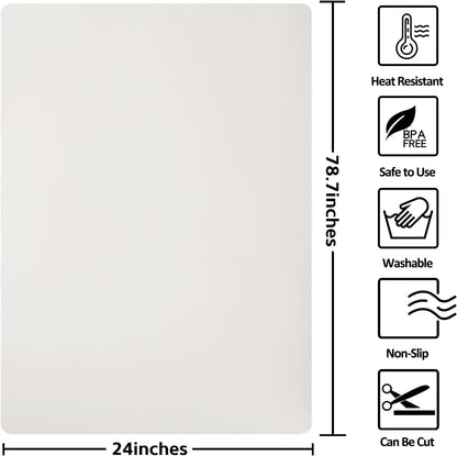 Silicone Mat Heat Resistant Mats for Countertop, Large Silicone Mats for Crafts Kitchen Counter Workbench Table protector, Size 36x24 inches Thick 2mm,Rolled Package,Light Blue