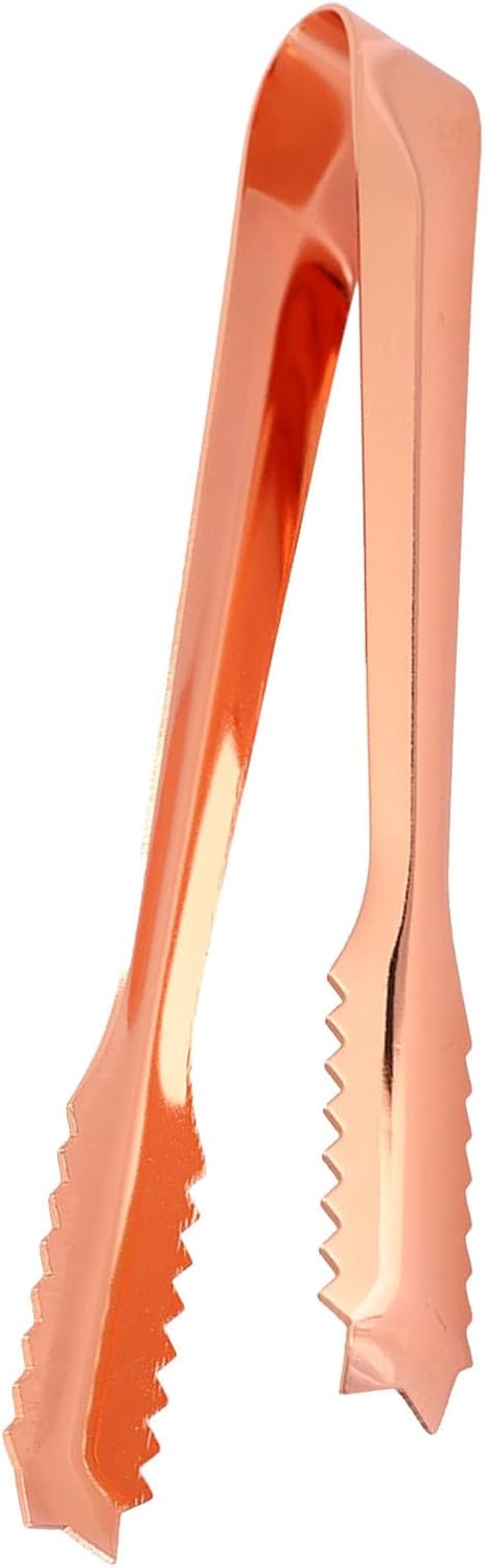 Ice Tongs, Stainless Steel Food Tongs with Serrated Tip Ice Tongs For Ice Bucket Mini Tongs For Home Party Bar Restaurant Use (Copper Plated)