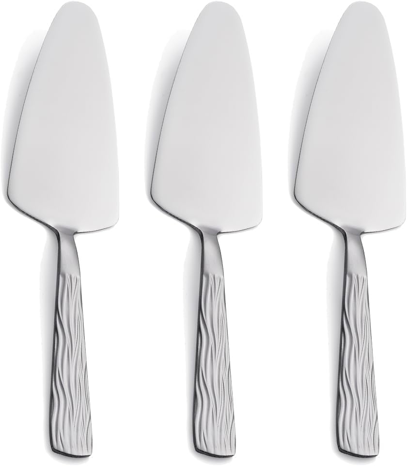 Silver Cake Server Set with Wave Handle, Stainless Steel, 3PCS