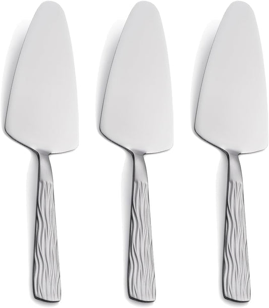 Silver Cake Server Set with Wave Handle, Stainless Steel, 3PCS