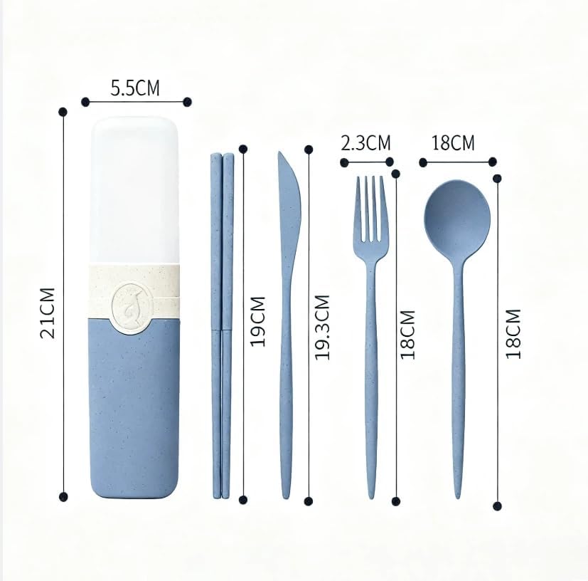 Reusable Utensils Set With Case,Travel Utensils With Case,Reusable Lunch Box Accessories,Portable Chopsticks Knife Fork And Spoon Lunch Set For Travel Daily Use