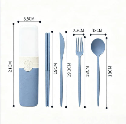 Reusable Utensils Set With Case,Travel Utensils With Case,Reusable Lunch Box Accessories,Portable Chopsticks Knife Fork And Spoon Lunch Set For Travel Daily Use