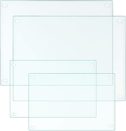 LANGBOHOS Tempered Glass Cutting Boards for Kitchen,Clear Cutting Board for Countertop,Non-slip Chopping Board,Table protection, Heat Resistant, Shatter Resistant (Clear, Set of 4)