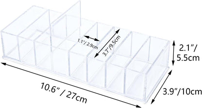 NatSumeBasics Clear Acrylic Drawer Organizer with 6 Compartments, 3.3" Width Desk Storage for Office Accessories, Not for Credit & Business Cards