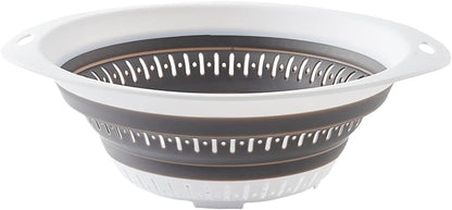 Collapsible Kitchen Colander and Strainer Set - Round Folding Food Strainer, Space-Saving Silicone Colander for Pasta, Vegetables & Fruits, Dishwasher-Safe Colander, Easy Storage Colander for Kitchen