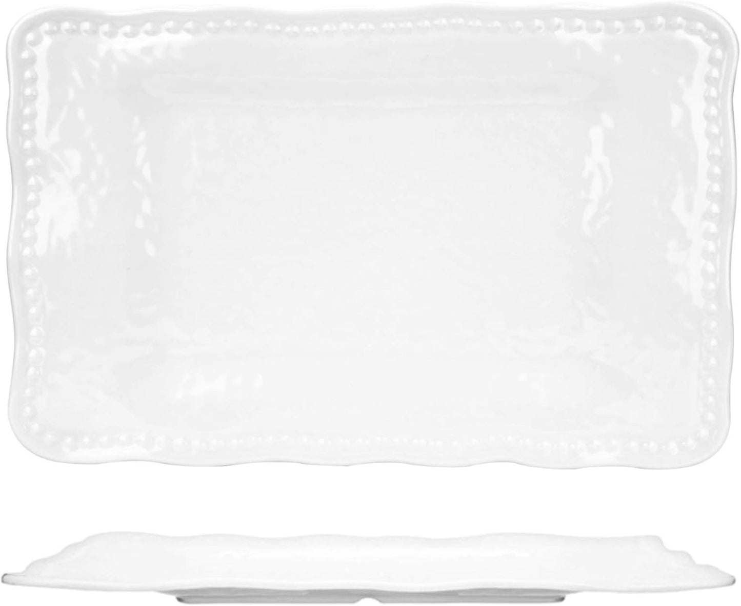 KOXIN-KARLU Melamine Trays, 17-inch Serving Trays and Platters, Set of 2 White