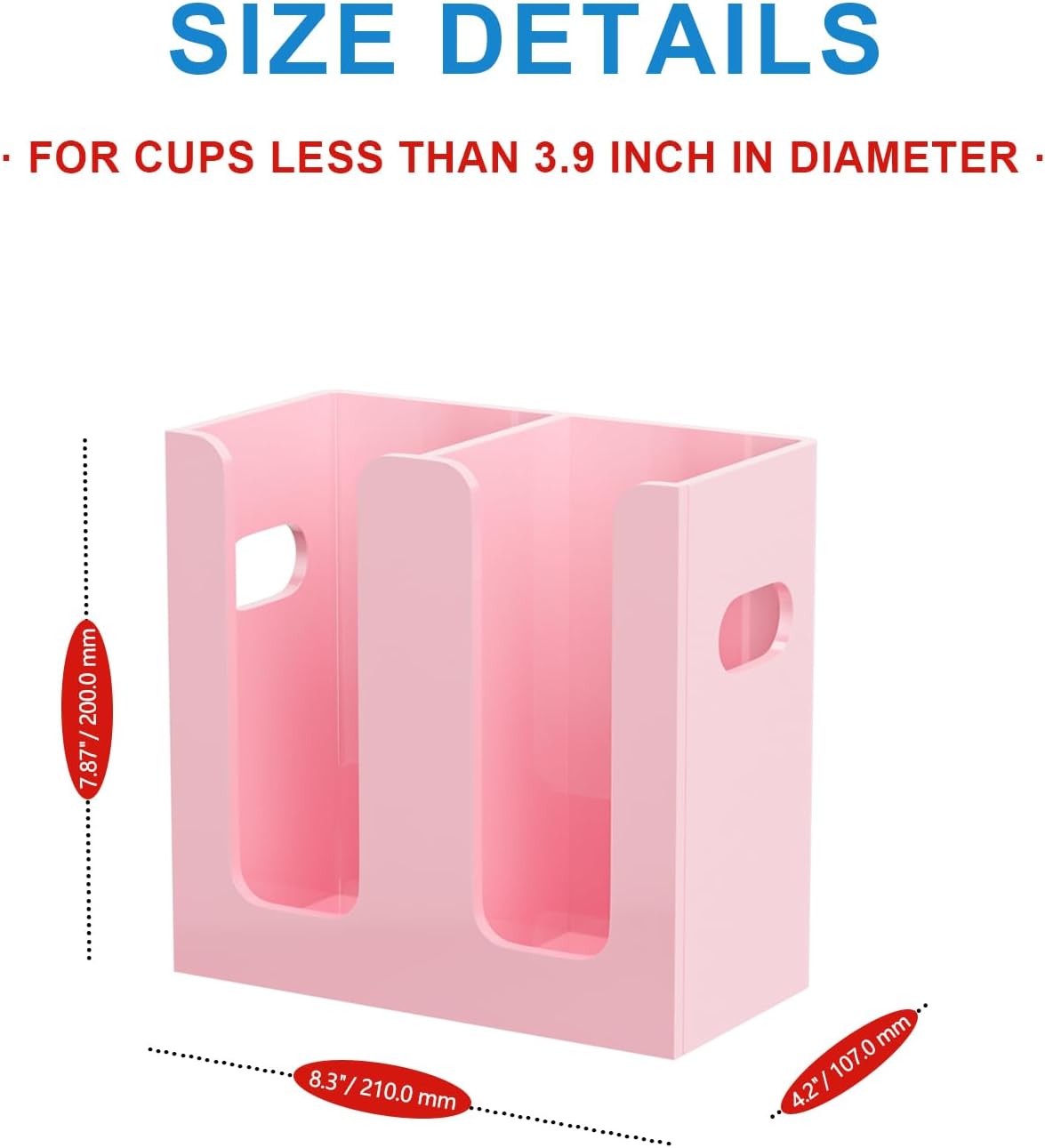 WINFFOR Disposable Cup Organizer Dispenser - 2 Compartments Clear Acrylic Cup and Lid Holder with Handles Plastic Cup Dispenser Countertop Paper Cup Holder for Coffee Bar House Party Essentials