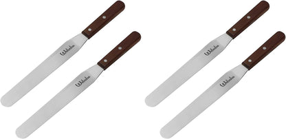 Webake Cake Spatula Straight Icing Spatula Set of 2, 14 Inches Frosting Spreader with Wooden Handle, Professional Stainless Steel Cake Decorating Spatula Jar Spatulas of Pastry