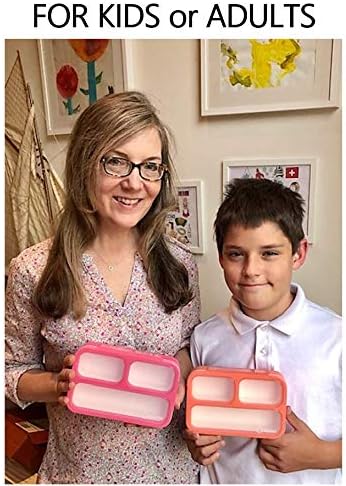 Small Snack Containers for Kids Toddlers - 3 Compartments (Set of 2) - Leak-Proof Reusable Boxes with Lids - BPA-Free Plastic Mini Bento Lunch Box - Holds 2 Cups Capacity (Pastel Blue+Teal Sparkle)