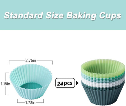 36 Pack Silicone Cupcake Liners Muffin Baking Cups Liners Reusable Non-Stick Cake Molds Sets Lunch Bento Box Dividers Accessories
