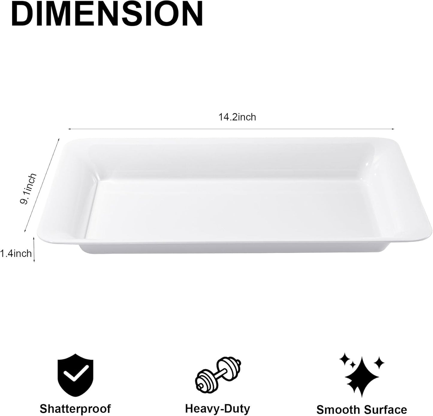 6-Pack 14" x 9" Clear Large Plastic Serving Trays, Reusable Serving Platters for Dessert, Fruit, Snacks, Cookies, Heavy Duty Food Serving Tray for Kitchen, Party