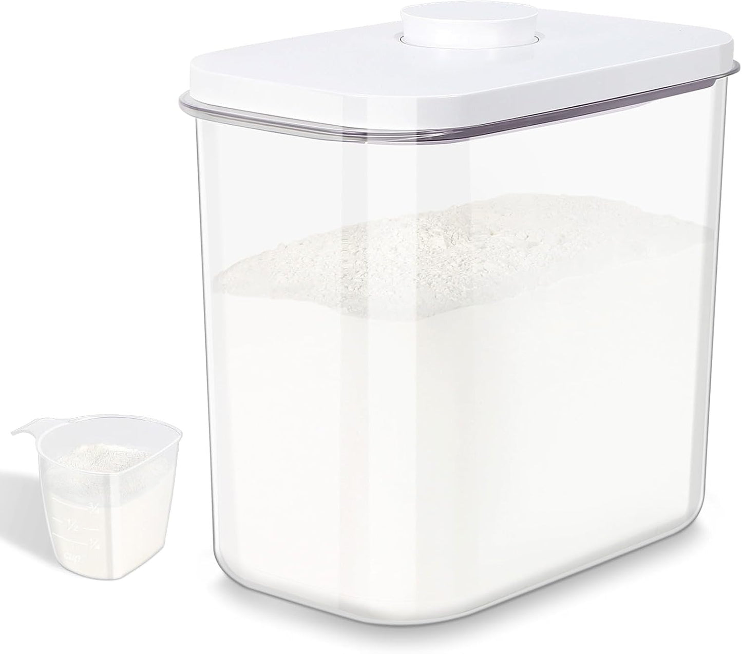 TBMAXS Rice Flour Storage Container - 6.5 Qt | 12 Lbs Crystal-Clear Plastic Food Storage Container Bin with Flip-up Lid, Dry Food Holder for Kitchen Pantry Organization and Storage