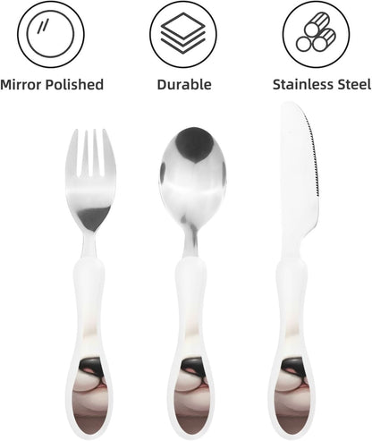 3-Piece Kids Silverware Set With Storage Case, Stainless Steel Reusable Children Safe Knife Spoon Fork Set Colorful Abstract Dragonfly Children Flatware Set For Kids Lunch Box