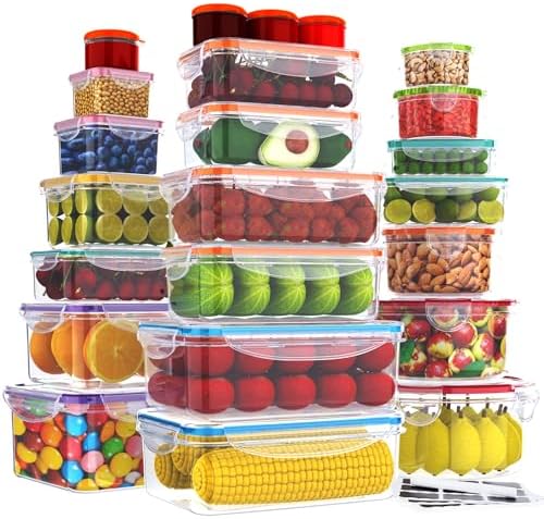 70 Pcs Large Food Storage Containers with Lids Airtight-2500ML to Small Box,Total 22812 ML Stackable Kitchen Bowls Set(35 Containers,35 Lids)-BPA Free Leak proof Plastic Boxes-Microwave safe