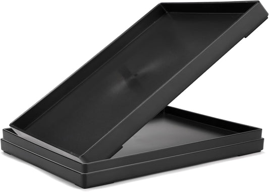 Plastic Serving Tray for Party Supplies Serving Platter for Food Reusable Platters for Catering Snack Fruit Charcuterie Appetizer Hosting Essentials (4pcs Black, 13 × 4.7 in)
