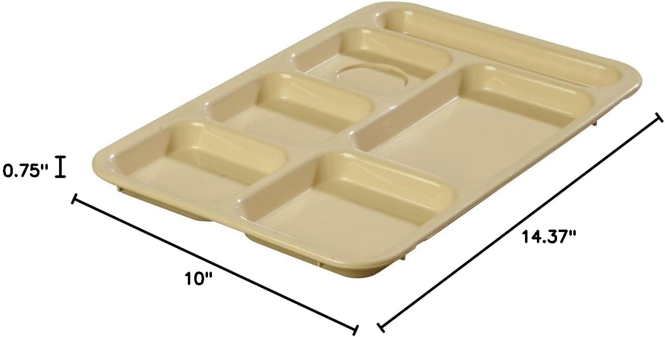 Carlisle FoodService Products P614R09 Right-Hand 6-Compartment Polypropylene Tray, 10" x 14", Green