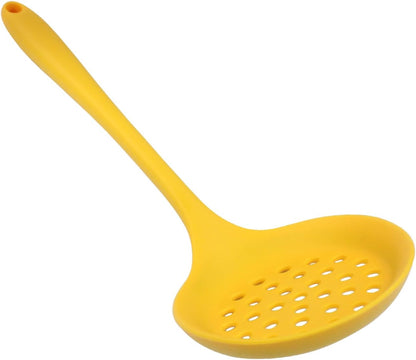 Hordion Silicone Slotted Spoon, Yellow Strainer Spoon Non Stick Skimmer