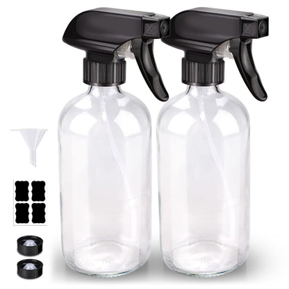 Bontip Glass Spray Bottle 16 oz for Cleaning, Plants (2 Pack, Amber)