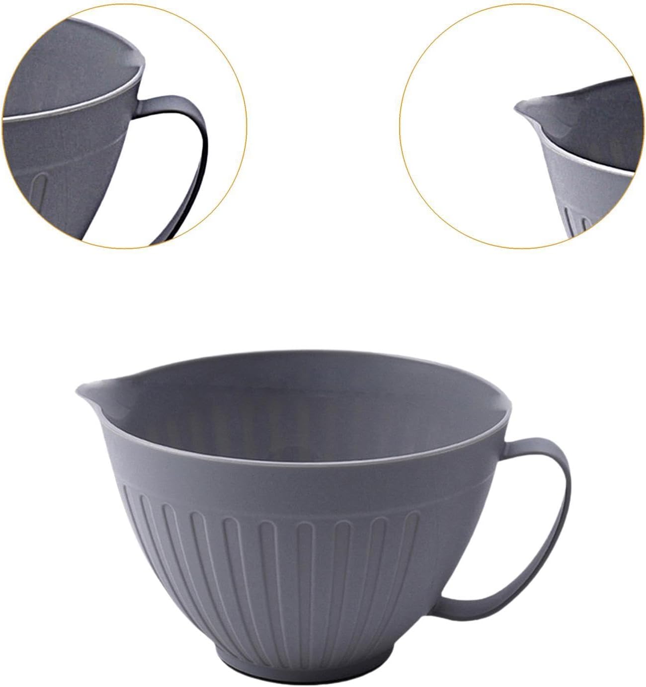 Mixing Bowl Batter Bowl Long Handle with Spout Oatmeal Bowl Serving Bowl Salad Bowl for Cooking Baking Soup Prepping Dessert, Pink