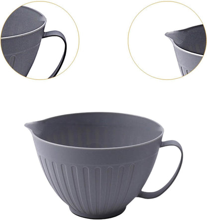 Mixing Bowl Batter Bowl Long Handle with Spout Oatmeal Bowl Serving Bowl Salad Bowl for Cooking Baking Soup Prepping Dessert, Pink