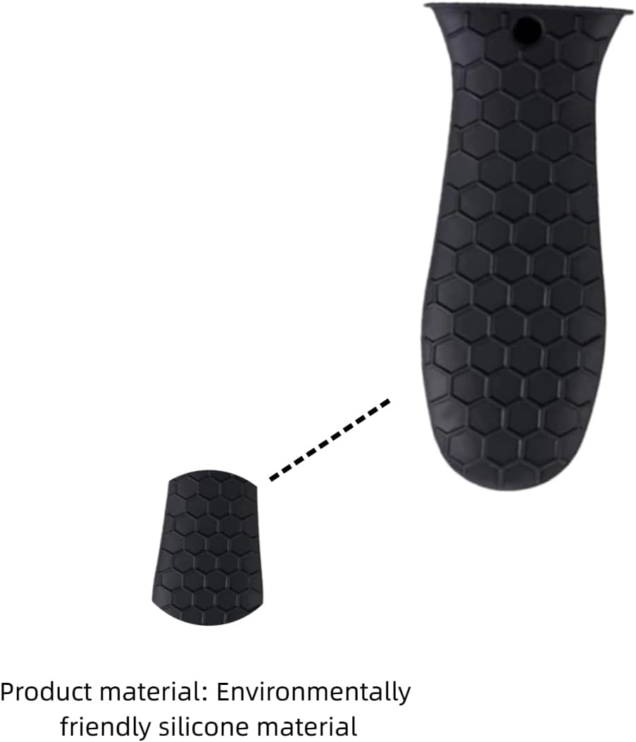 8 Pcs Silicone Pot Handle Covers Set, Heat Resistant Cast Iron Handle Sleeves - Non Slip Pan Handle Holder for Frying Pan, Pots, Kitchen Cookware (Black)