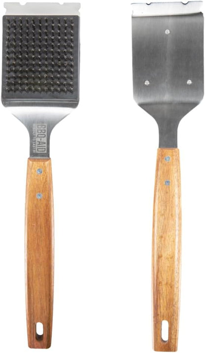 BBQ-AID Grill Brush for Outdoor Grill Bristle Free - 18" BBQ Brush for Grill Cleaning Kit - Safe BBQ Grill Cleaner Brush and Scraper - Stainless Grill Cleaning Brush for Any Grill, Grill Accessories
