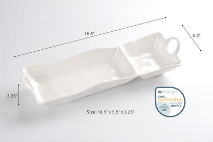 Pampa Bay Shatterproof Melamine Chip and Dip, 18.5 x 5.5 Inch, Food, Freezer, Dishwasher Safe, Aqua
