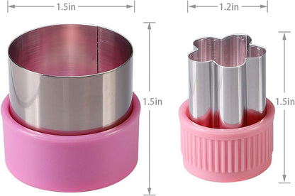 Vegetable Cutters Shapes Set, 20pcs Stainless Steel Mini Cookie Cutters, Vegetable Cutter and Fruit Stamps Mold + 20pcs Cute Cartoon Animals Food Picks and Forks -for Kids Baking and Food Supplement