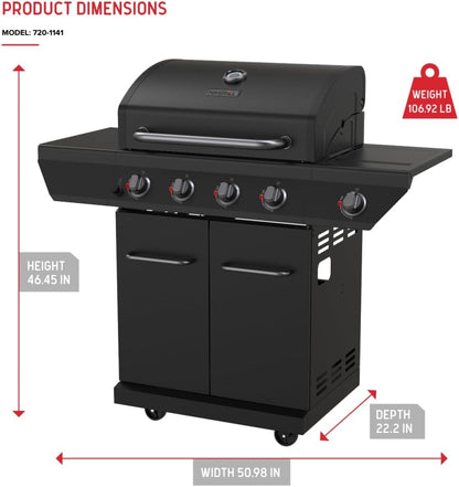 Nexgrill Stainless Steel 3-Burner Propane Gas Grill w/Foldable Side Shelves, 40,500BTUS, 591.05 sq. in. Cooking Area, Perfect for Outdoor Cooking & Grilling, BBQs, Backyard, Tailgating, 720-0830MN