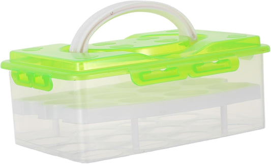 MAGICLULU 2 Layer Deviled Egg Carrier Deviled Egg Holder with Lid And Handle 24 Slots Portable Reusable for Refrigerator (green)