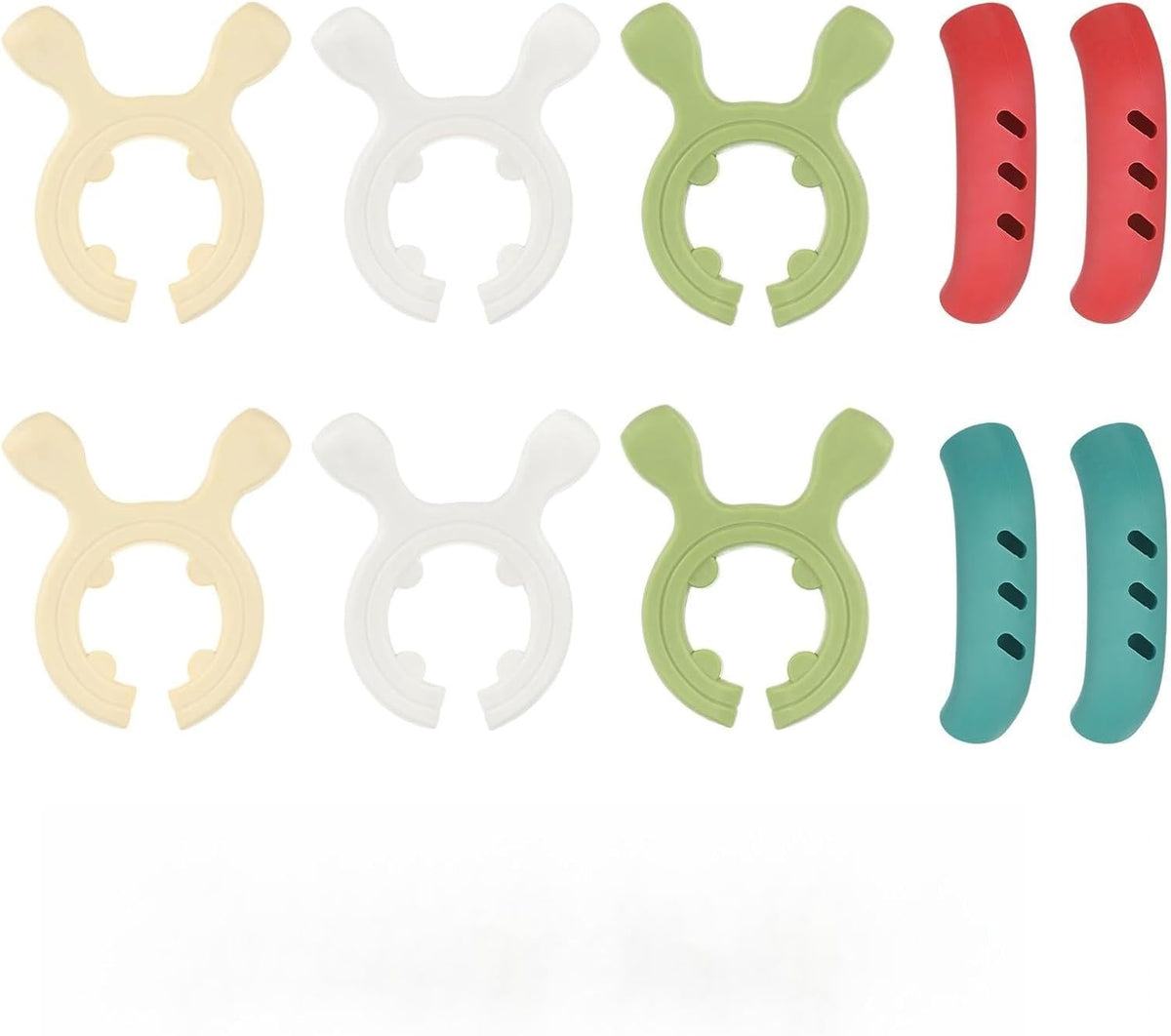 M METERXITY 6Pcs Silicone Pot Handle Spatula Rack with 4 Cover, 5Colors Set