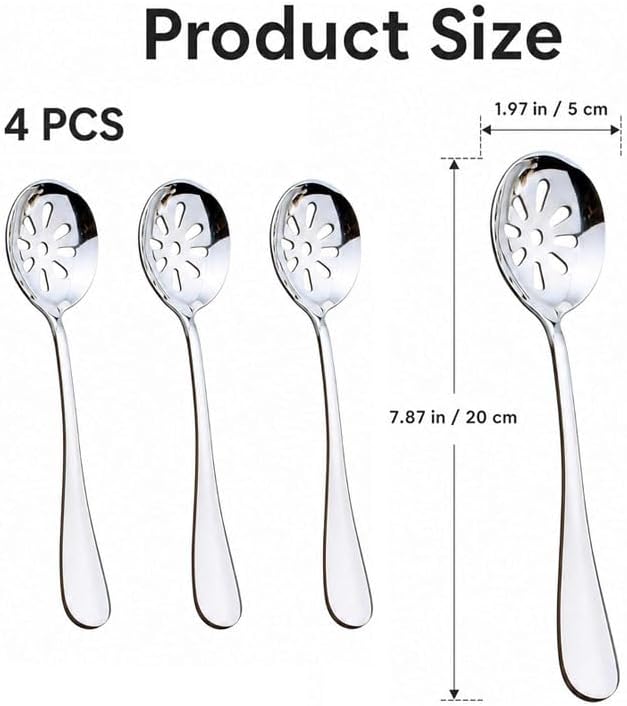 Hetenoyo Mini Slotted Spoon Set, 4 Pack Stainless Steel for Kitchen