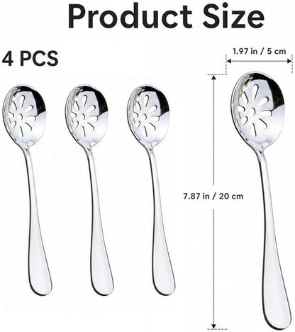 Hetenoyo Mini Slotted Spoon Set, 4 Pack Stainless Steel for Kitchen