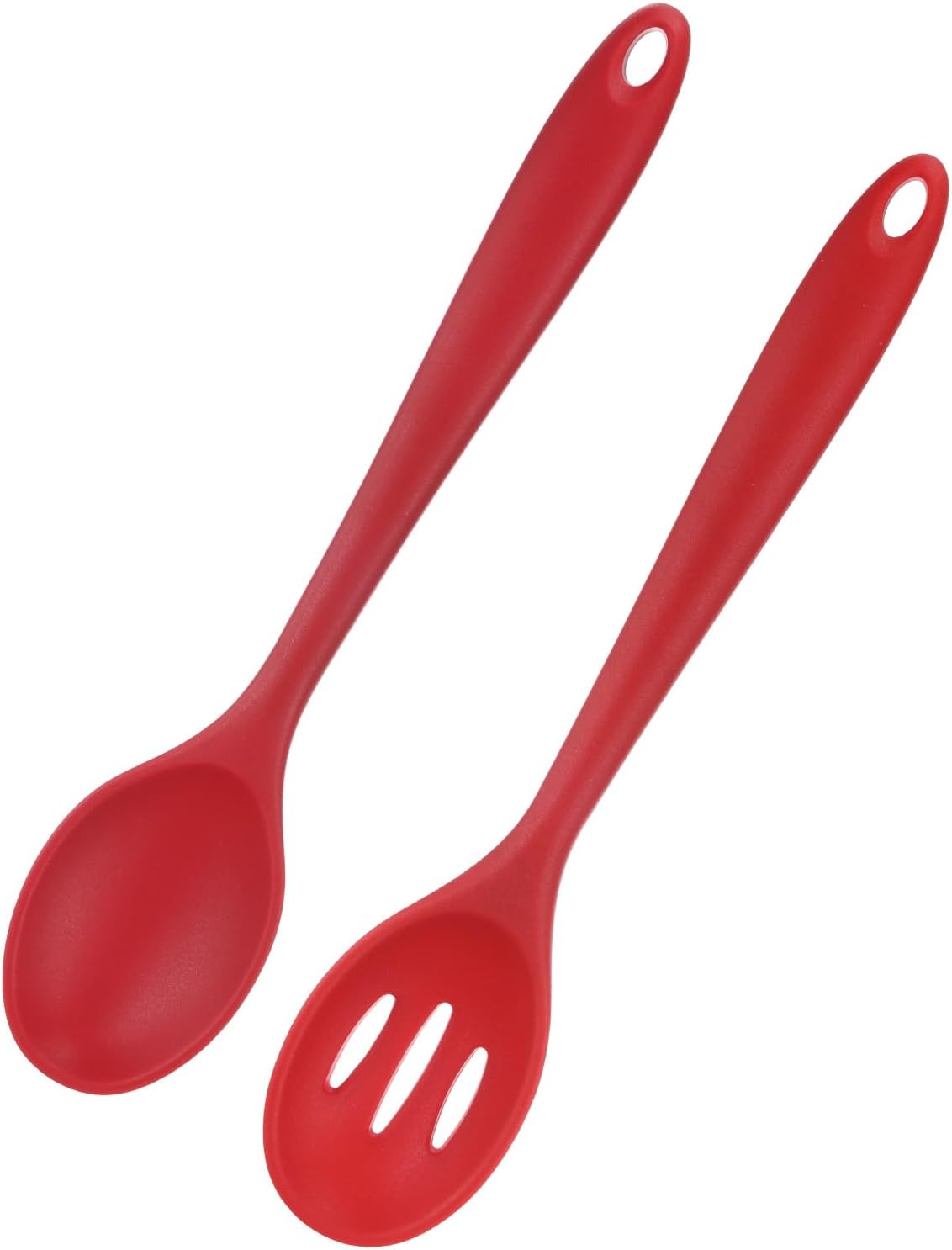 M METERXITY 2-Pack Silicone Cooking Spoons, 10.6" Mixing Nonstick Slotted and Solid Serving Spoons, Heat Resistant Utensils for Kitchen/Cooking/Baking/Stirring