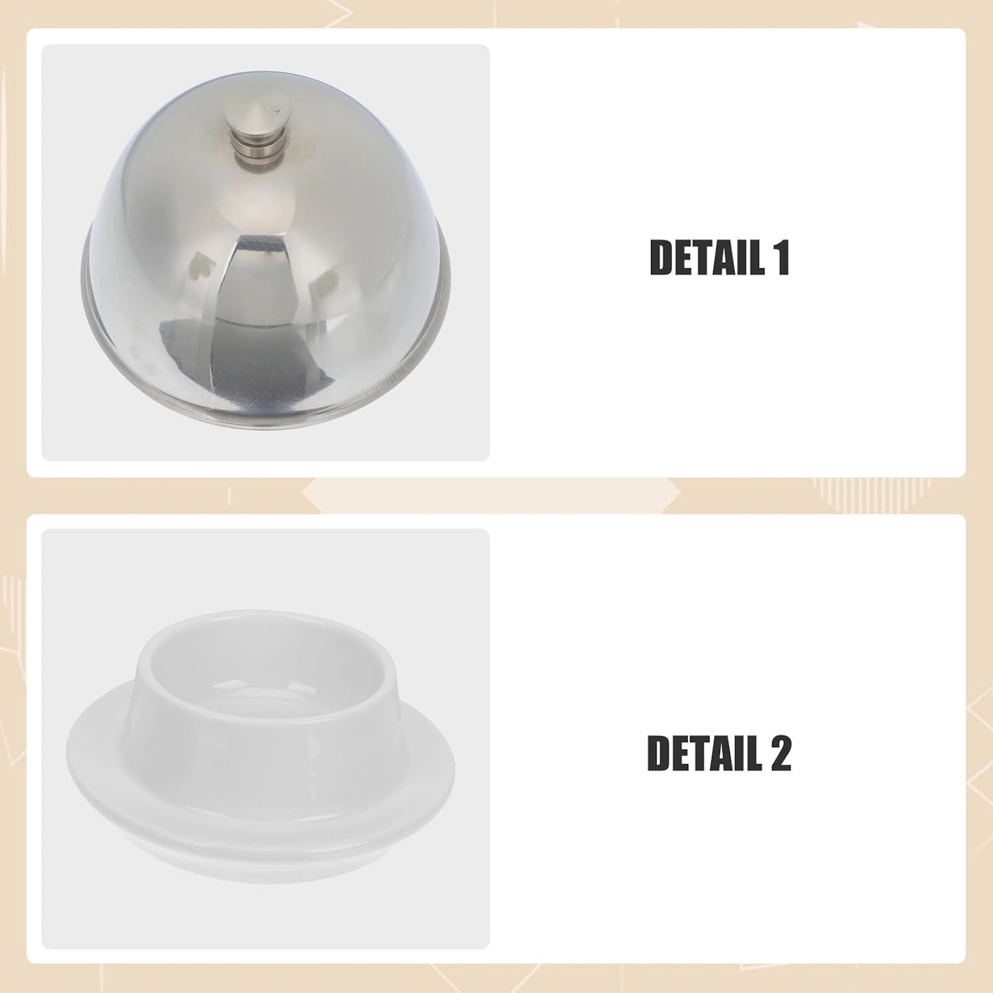 Butter Dish Relish Plate Stainless Steel Small Cheese Cup Sauce Tray with Lid for Dining Table Home Kitchen Serving