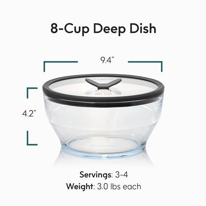 Anyday 8-Cup Microwave Cookware Glass Container with Lid (Kale)