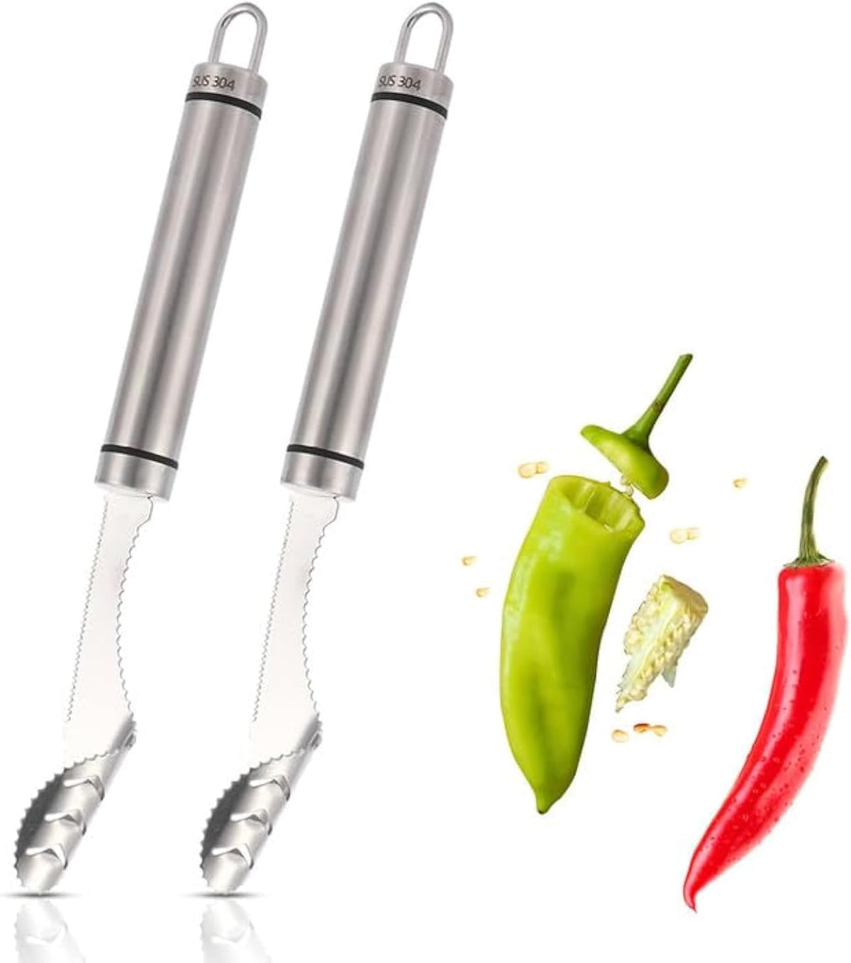 Jalapeno Corer,2PCS Cucumber Corer Jalapeno Corer Tool Rubber Handle
