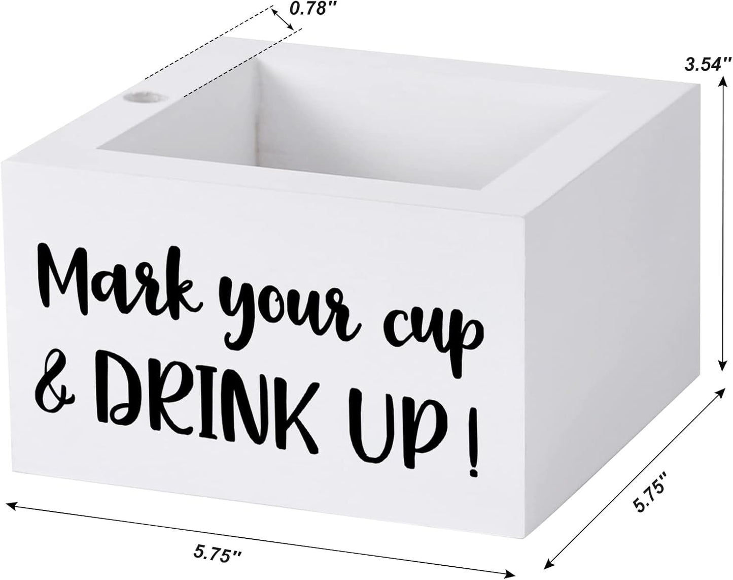 Single Cup Holder with Marker Slot Party Cup Dispenser Mark Your Cup and Drink Up Drink Dispensers for Parties Housewarming Hostess Gift Cup Holder Countertop 2 Sides Designs