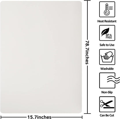 Silicone Mat Heat Resistant Mats for Countertop, Large Silicone Mats for Crafts Kitchen Counter Workbench Table protector, Size 36x24 inches Thick 2mm,Rolled Package,Light Blue
