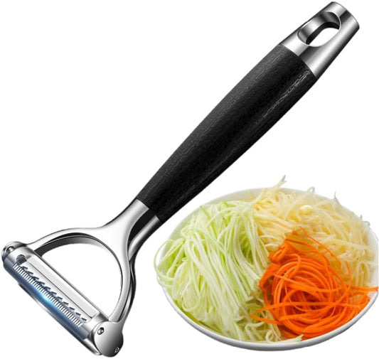 2-in-1 Serrated Julienne Peeler Vegetable Peeler | veggie peeler stainless steel blades are very durable and sharp for harder fruits and vegetables，Essential Kitchen Tool