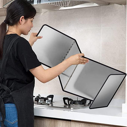 Splatter Guard for Frying Non-Stick 3 Sided Foldable Grease Splatter Screen Stainless Steel Backsplash Anti Splatter Shield Guard for Stove Screen Protector for Frying Stove Top Wall Easy to Clean - S