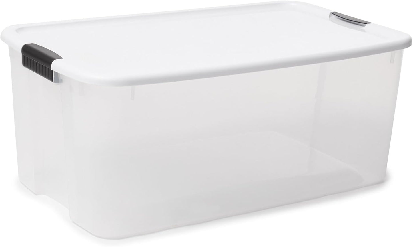 Sterilite 6-Pack Ultra Latching Box, Storage Bins with Lids, Clear Plastic, 18 Qt – Large Heavy-Duty Organizing Bin Containers for Home, Closet, Kitchen, Pantry, Bathroom, and Office
