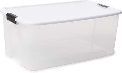Sterilite 6-Pack Ultra Latching Box, Storage Bins with Lids, Clear Plastic, 18 Qt – Large Heavy-Duty Organizing Bin Containers for Home, Closet, Kitchen, Pantry, Bathroom, and Office