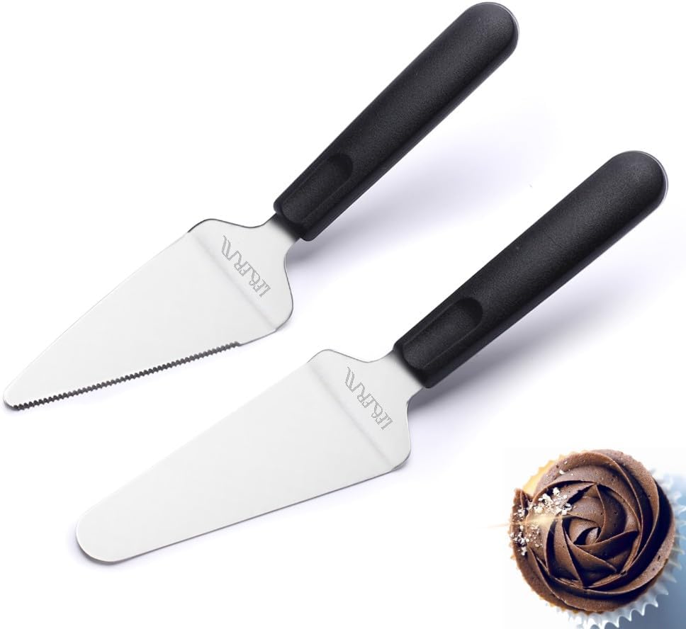 Pizza Server & Pie Spatula Set, 2 Piece Stainless Steel Pie Cutter and Server for Pizza, Cake, Pie, Quiche and Desserts, Red